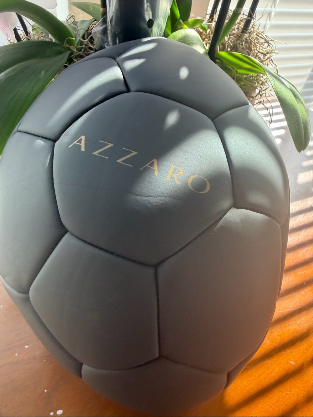 Azzaro Quilted Leather Football Shaped Bag — Charcoal Gray